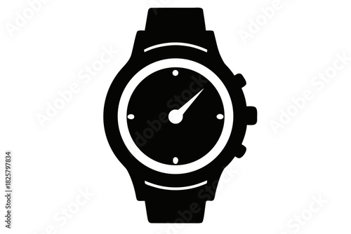 Hand watch silhouette vector, classic hand watch  black symbol
