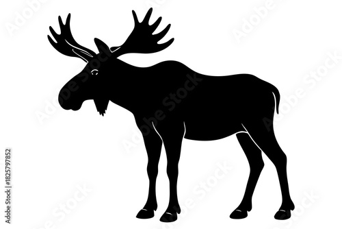 moose silhouette vector, moose black symbol
