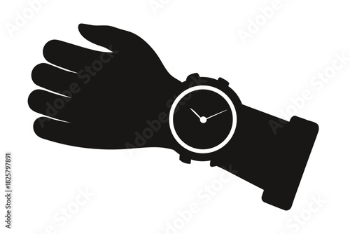 Hand watch silhouette vector, classic hand watch  black symbol
