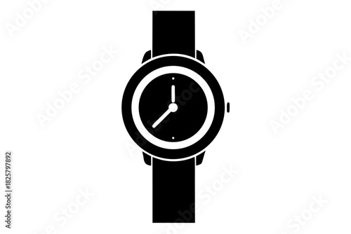 Hand watch silhouette vector, classic hand watch  black symbol
