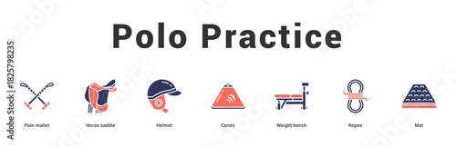 Polo Practice Modern and clean web banner illustration featuring thematic icons for visual communication