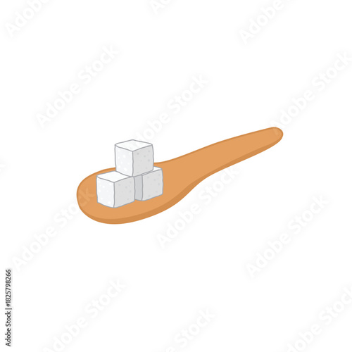 wooden spoon with sugar cubes