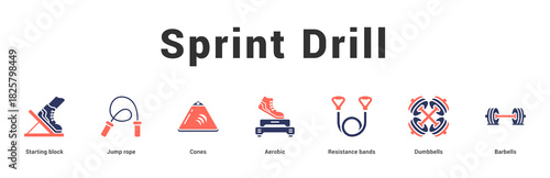 Sprint Drill Modern and clean web banner illustration featuring thematic icons for visual communication