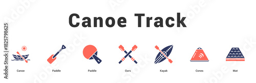 Canoe Track Modern and clean web banner illustration featuring thematic icons for visual communication