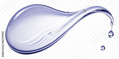 realistic smooth liquid clean water splash in different color and curve style isolated on  transparent background