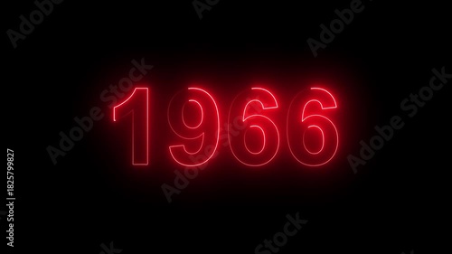 1966 Glowing Neon Line Text Animation, Powerful Abstract Neon Number Design in Stunning 4K Highlighting the Iconic and Important Year important date 1966.