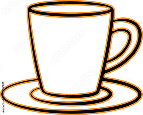 Simple outline drawing of a coffee cup and saucer