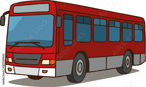Vector illustration of a red bus. Urban transport vehicle.