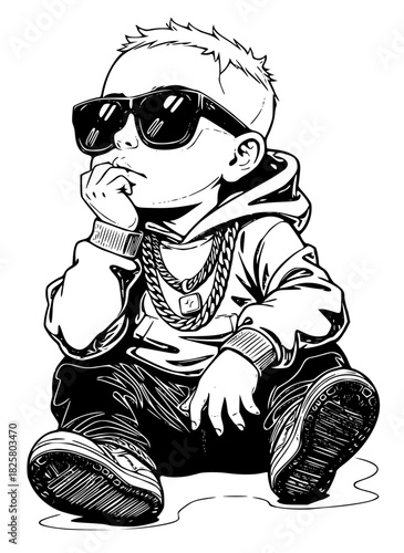 Cool hiphop baby illustration