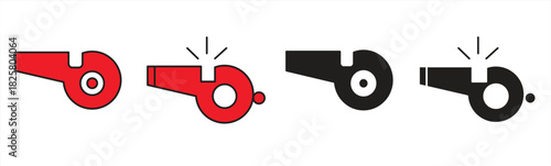 Whistle icon set. Vector graphic illustrations. Suitable for websites, logos, apps, templates, and UI designs.

