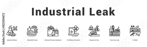 Industrial Leak Modern and clean web banner illustration featuring thematic icons for visual communication