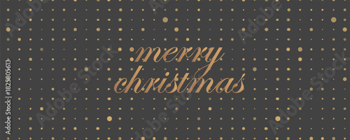 Merry Christmas Typographic Greeting Card on grey color background.