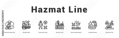 Hazmat Line Modern and clean web banner illustration featuring thematic icons for visual communication