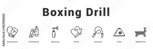 Boxing Drill Modern and clean web banner illustration featuring thematic icons for visual communication