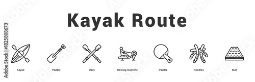 Kayak Route Modern and clean web banner illustration featuring thematic icons for visual communication