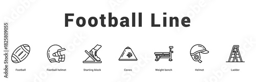 Football Line Modern and clean web banner illustration featuring thematic icons for visual communication