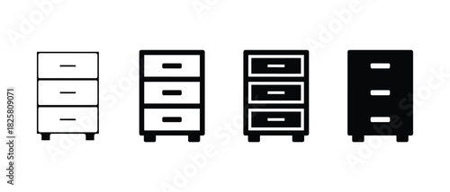 Modern chest vector silhouette, Furniture storage and bedroom cabinet
