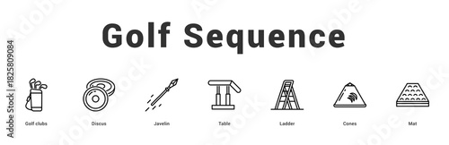 Golf Sequence Modern and clean web banner illustration featuring thematic icons for visual communication