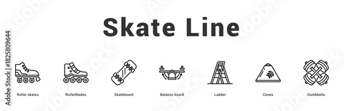 Skate Line Modern and clean web banner illustration featuring thematic icons for visual communication