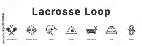 Lacrosse Loop Modern and clean web banner illustration featuring thematic icons for visual communication