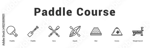 Paddle Course Modern and clean web banner illustration featuring thematic icons for visual communication