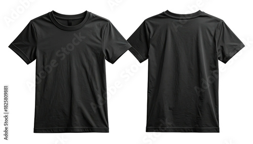 Black t-shirt (front and back) on a transparent background