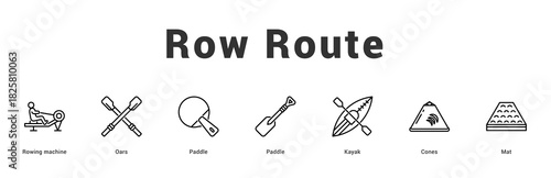 Row Route Modern and clean web banner illustration featuring thematic icons for visual communication