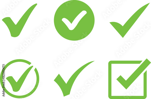 CheckMark vector icon. Set of simple check mark. Green check mark icon. Tick symbol. Accept okay symbol for improvement or checklist design. Correct vote choice symbol. Vector illustration 