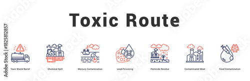 Toxic Route Modern and clean web banner illustration featuring thematic icons for visual communication