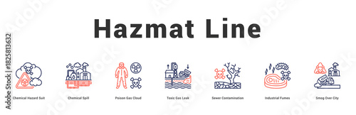 Hazmat Line Modern and clean web banner illustration featuring thematic icons for visual communication