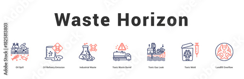 Waste Horizon Modern and clean web banner illustration featuring thematic icons for visual communication