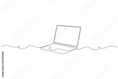 Laptop single line minimalist drawing simple computer icon isolate outline vector illustration.Laptop linear continuous one line drawing clean technology symbol isolate outline vector illustration.