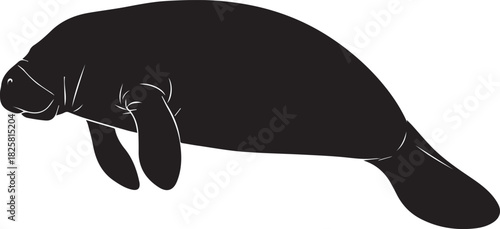 Cute manatee silhouette icon vector illustration design on white background