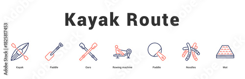 Kayak Route Modern and clean web banner illustration featuring thematic icons for visual communication