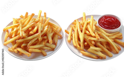 Wallpaper Mural Two plates of golden french fries, one with ketchup Torontodigital.ca