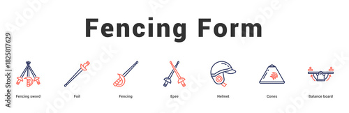Fencing Form Modern and clean web banner illustration featuring thematic icons for visual communication