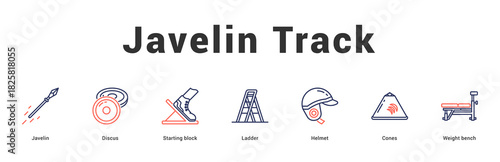 Javelin Track Modern and clean web banner illustration featuring thematic icons for visual communication