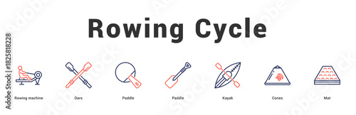 Rowing Cycle Modern and clean web banner illustration featuring thematic icons for visual communication