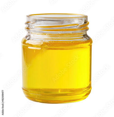 Wallpaper Mural Small clear glass jar filled with golden yellow liquid Torontodigital.ca