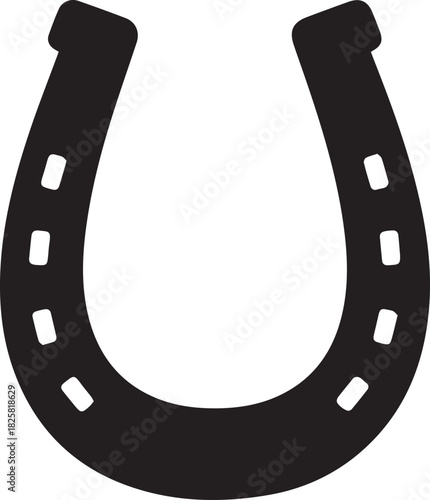 Horse shoe silhouette isolated on white background. Horseshoe icon vector illustration