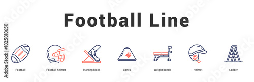 Football Line Modern and clean web banner illustration featuring thematic icons for visual communication
