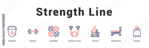 Strength Line Modern and clean web banner illustration featuring thematic icons for visual communication