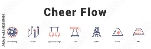 Cheer Flow Modern and clean web banner illustration featuring thematic icons for visual communication