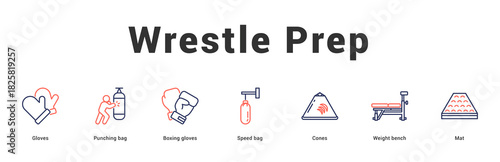 Wrestle Prep Modern and clean web banner illustration featuring thematic icons for visual communication
