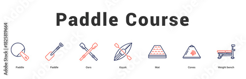 Paddle Course Modern and clean web banner illustration featuring thematic icons for visual communication