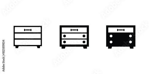 Vector chest and drawer set on clean background