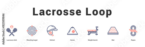 Lacrosse Loop Modern and clean web banner illustration featuring thematic icons for visual communication