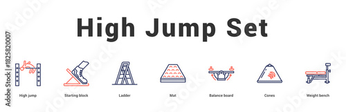 High Jump Set Modern and clean web banner illustration featuring thematic icons for visual communication