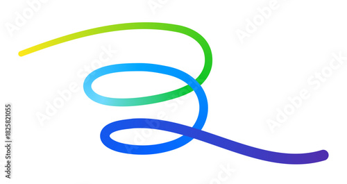 Abstract dynamic spiral gradient smooth colorful flowing curved line design element.
