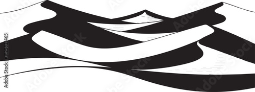 Vector illustration of desert sand dunes with strong shadows